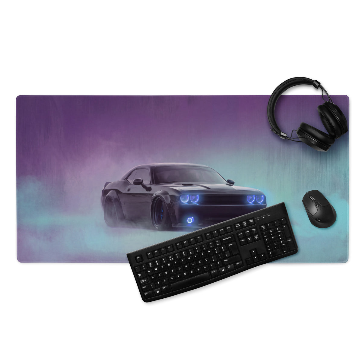 Dodge Challenger Inspired Midnight Hellcat Desk Pad – Extended Non-Slip PC Mouse Mat
