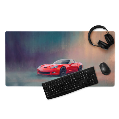 Chevrolet Corvette C6 Inspired Torch Red Rear Desk Mat – High-Precision XL Gaming Mousepad