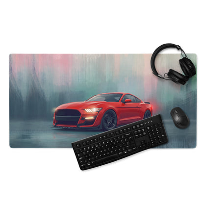 Ford Mustang Inspired Race Red Shelby Desk Pad – Extended Non-Slip PC Mouse Mat