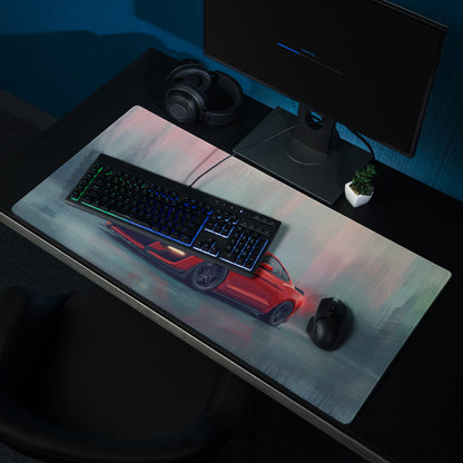 Ford Mustang Inspired Race Red Shelby Desk Pad – Extended Non-Slip PC Mouse Mat