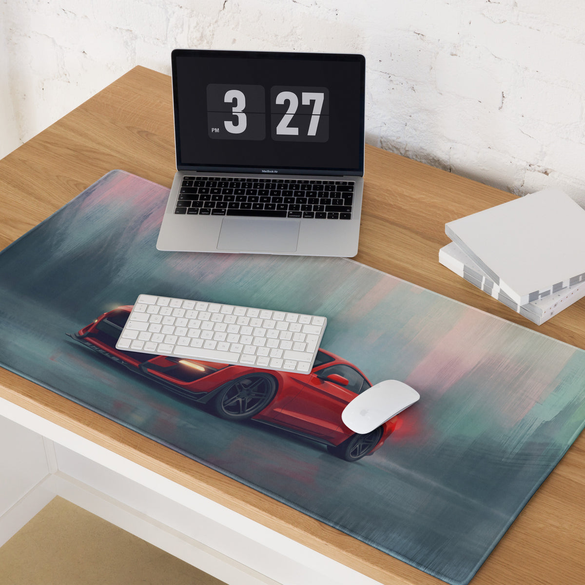 Ford Mustang Inspired Race Red Shelby Desk Pad – Extended Non-Slip PC Mouse Mat