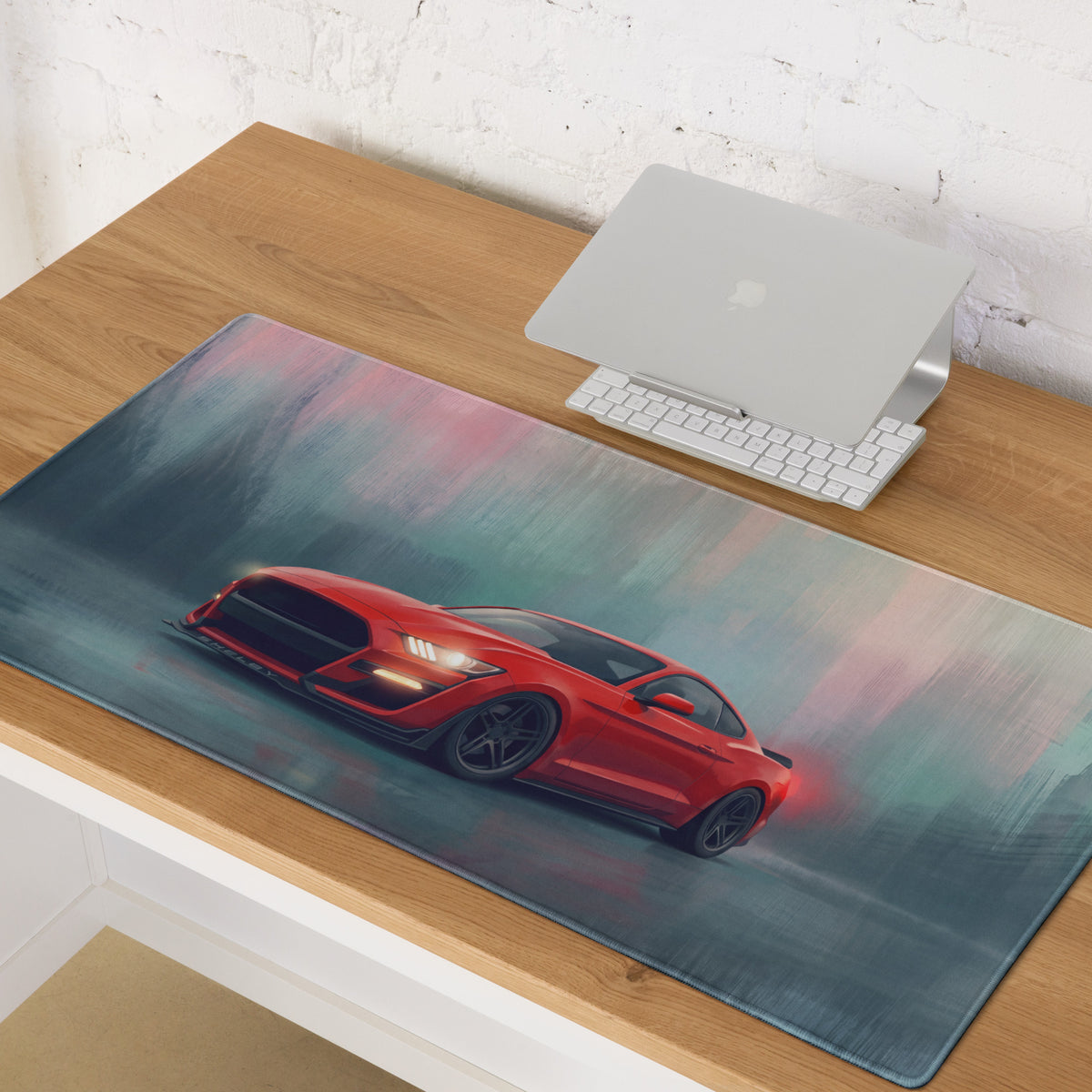 Ford Mustang Inspired Race Red Shelby Desk Pad – Extended Non-Slip PC Mouse Mat