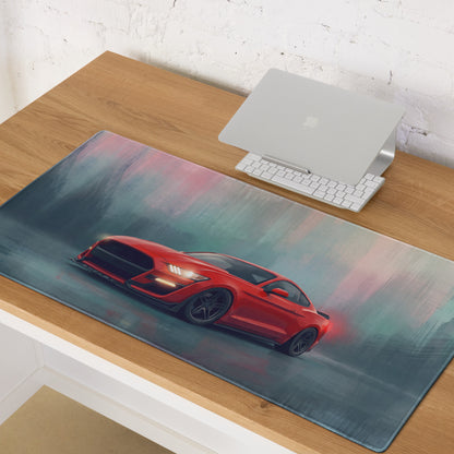 Ford Mustang Inspired Race Red Shelby Desk Pad – Extended Non-Slip PC Mouse Mat