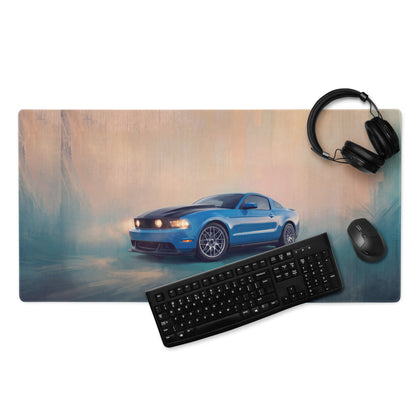 Ford Mustang Inspired Grabber Blue Boss Desk Mat – Low-Friction Cloth Setup Mousepad