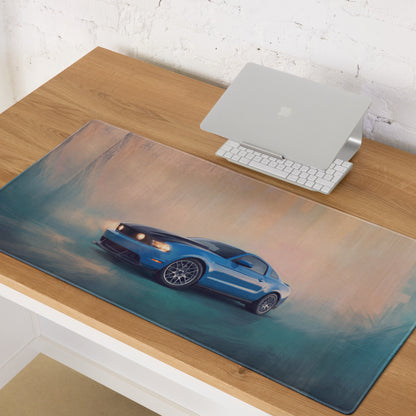 Ford Mustang Inspired Grabber Blue Boss Desk Mat – Low-Friction Cloth Setup Mousepad