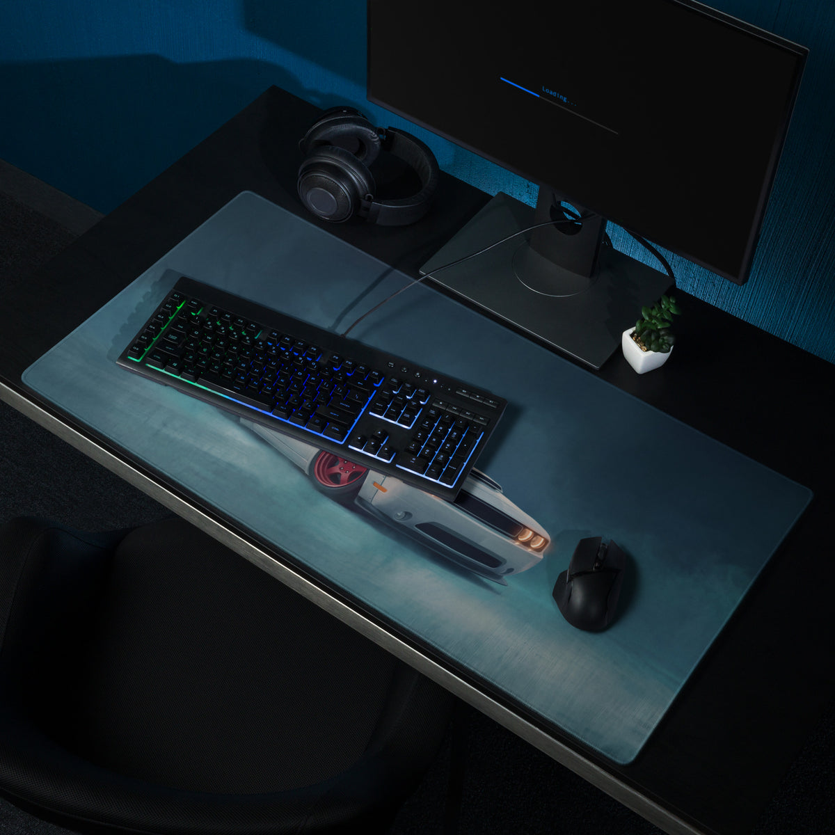 Dodge Challenger Inspired White Knuckle Red Rim Desk Mat – High-Precision XL Gaming Mousepad