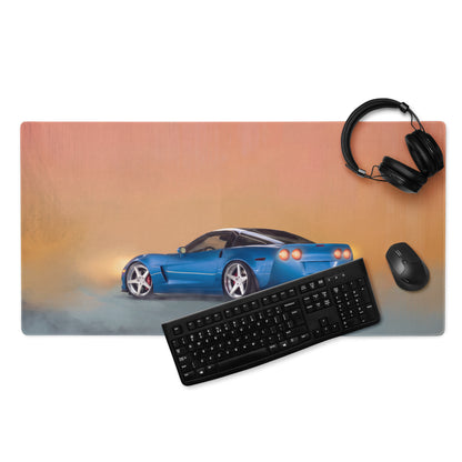 Chevrolet Corvette C6 Inspired Le Mans Blue Desk Mat – Low-Friction Cloth Setup Mousepad