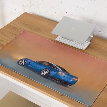 Chevrolet Corvette C6 Inspired Le Mans Blue Desk Mat – Low-Friction Cloth Setup Mousepad