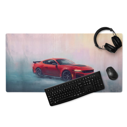 Ford Mustang Inspired Race Red Dark Horse Desk Pad – Extended Non-Slip PC Mouse Mat