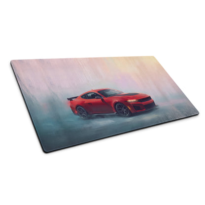 Ford Mustang Inspired Race Red Dark Horse Desk Pad – Extended Non-Slip PC Mouse Mat