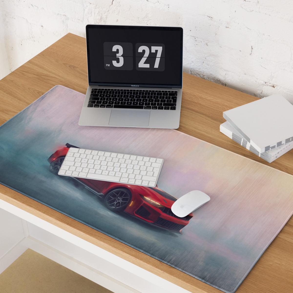 Ford Mustang Inspired Race Red Dark Horse Desk Pad – Extended Non-Slip PC Mouse Mat