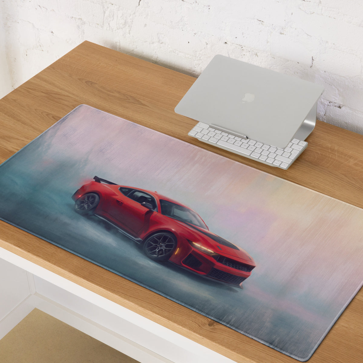 Ford Mustang Inspired Race Red Dark Horse Desk Pad – Extended Non-Slip PC Mouse Mat