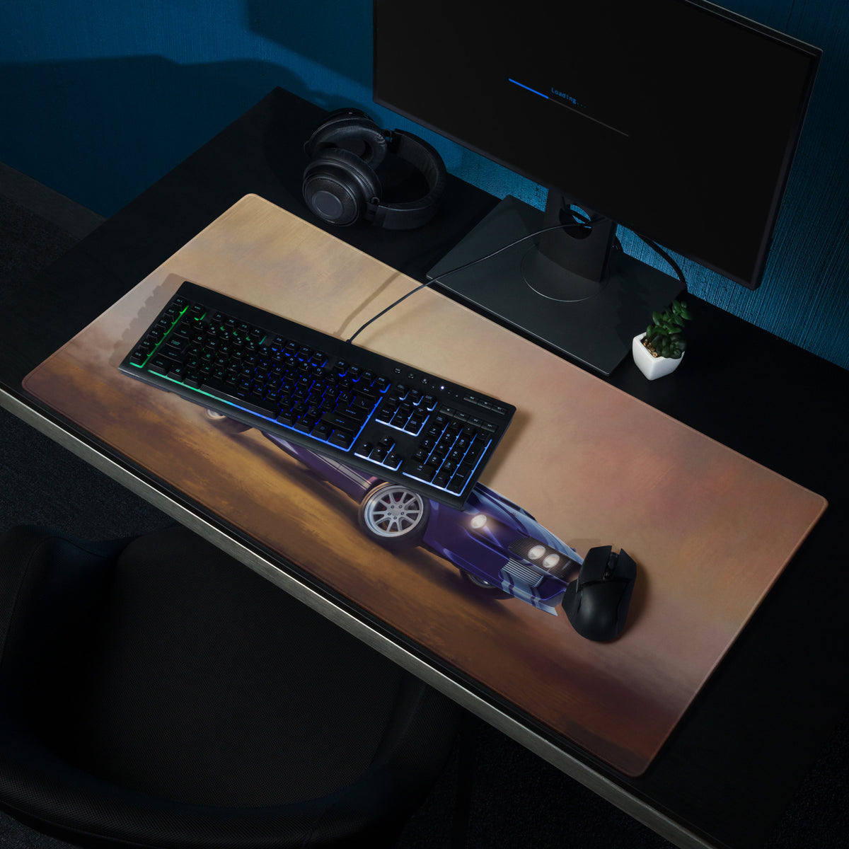 Ford Mustang Inspired Midnight Purple Shelby GT500 Desk Pad – Ultra-Glide Stitched Edge Gaming Mouse Mat