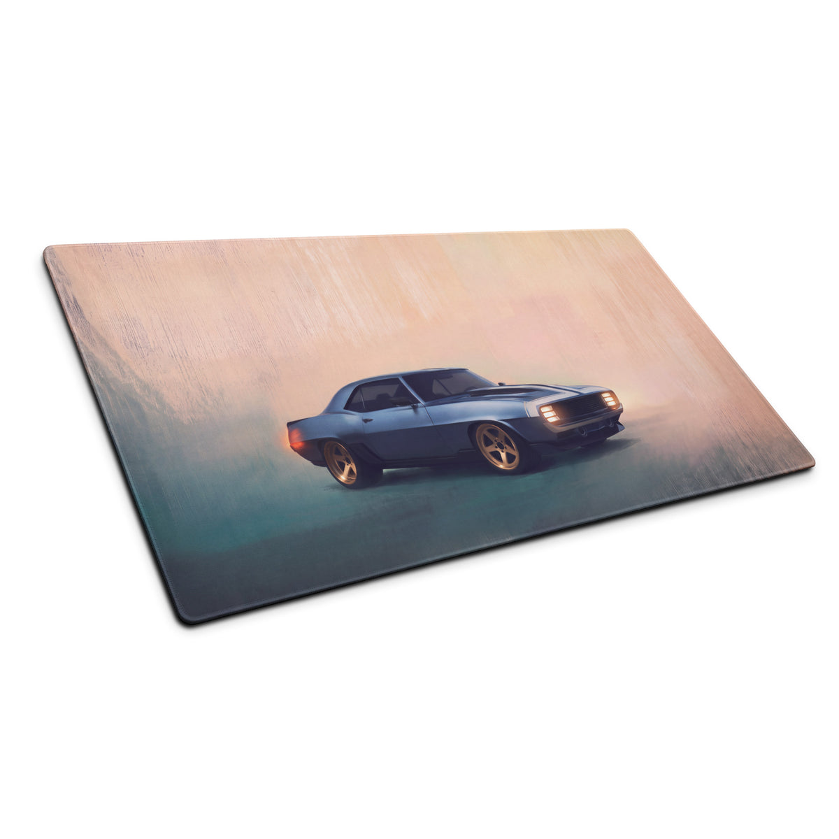 Chevrolet Camaro Inspired Steel Blue Restomod Desk Mat – Low-Friction Cloth Setup Mousepad