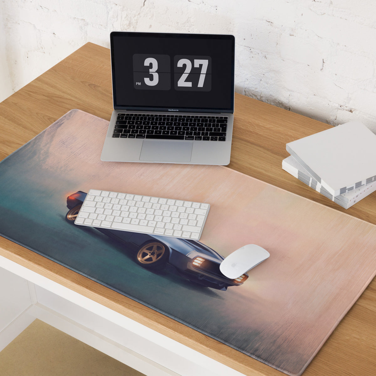 Chevrolet Camaro Inspired Steel Blue Restomod Desk Mat – Low-Friction Cloth Setup Mousepad