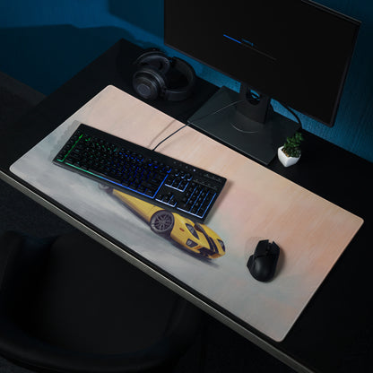 Yellow ford gt inspired sports car graphic mousepad high precision xl gaming desk mat for speed and heritage fans