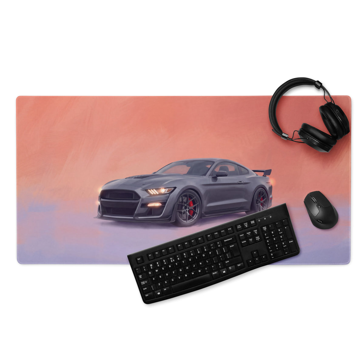 Ford Mustang Inspired Magnetic Metallic Shelby Desk Pad – Ultra-Glide Stitched Edge Gaming Mouse Mat