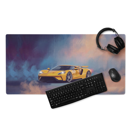 Ford GT Inspired Triple Yellow Aerodynamic Desk Mat – Low-Friction Cloth Setup Mousepad