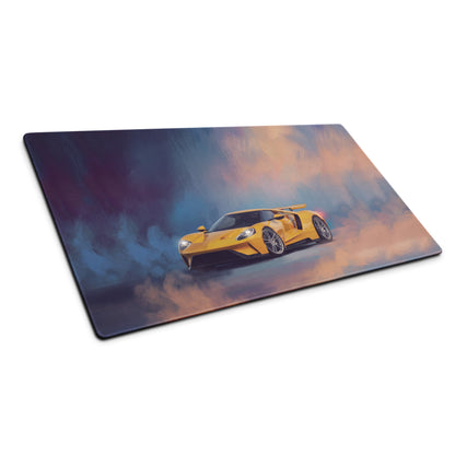 Ford GT Inspired Triple Yellow Aerodynamic Desk Mat – Low-Friction Cloth Setup Mousepad