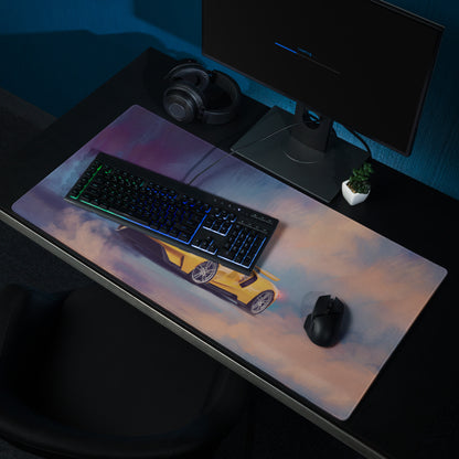 Ford GT Inspired Triple Yellow Aerodynamic Desk Mat – Low-Friction Cloth Setup Mousepad