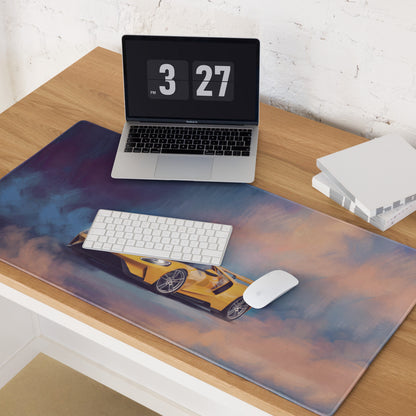 Ford GT Inspired Triple Yellow Aerodynamic Desk Mat – Low-Friction Cloth Setup Mousepad
