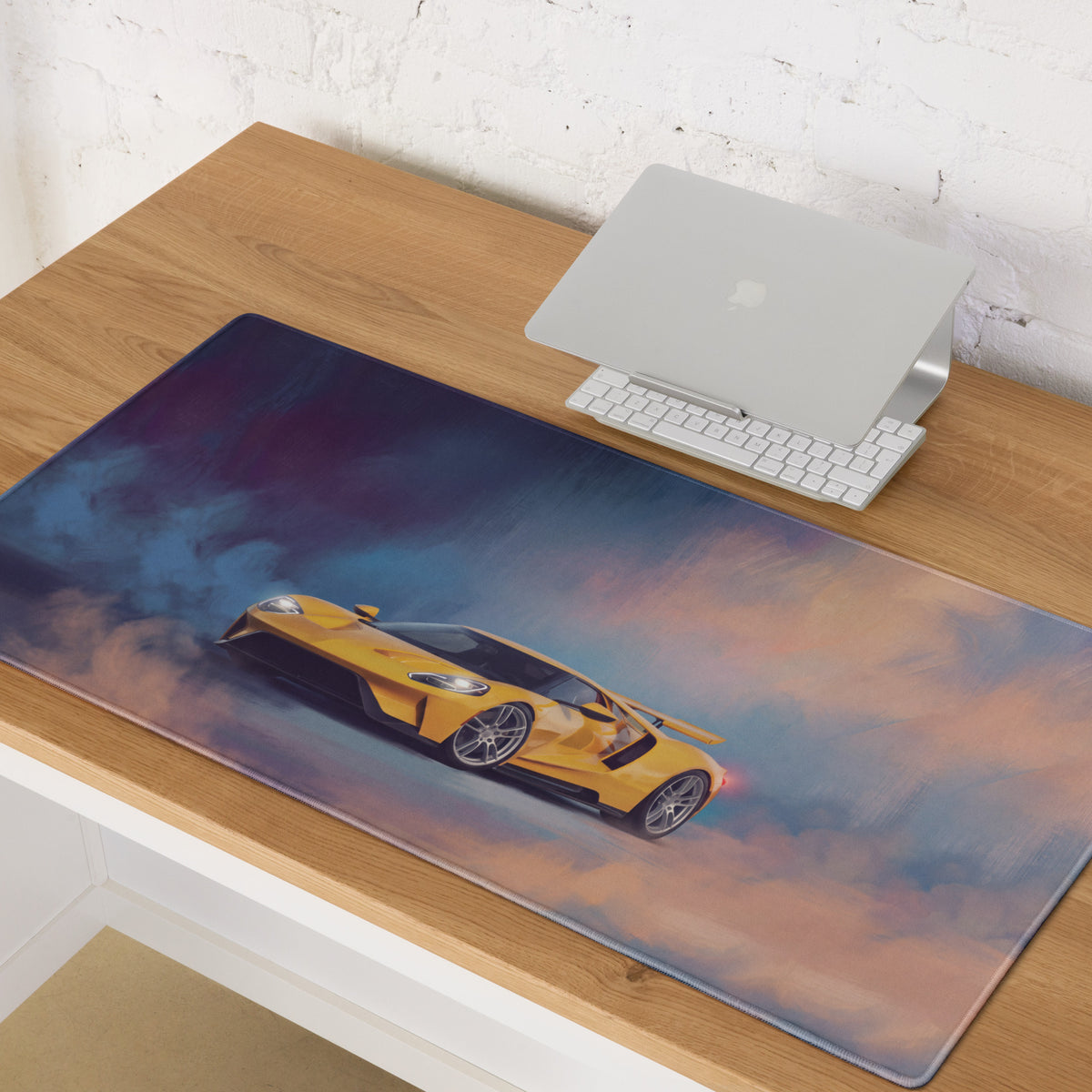 Ford GT Inspired Triple Yellow Aerodynamic Desk Mat – Low-Friction Cloth Setup Mousepad