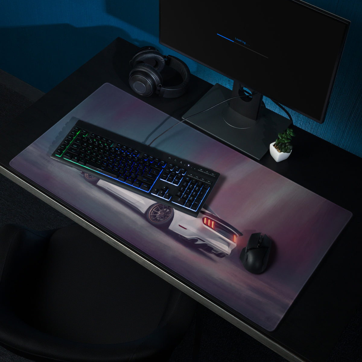 Ford Mustang Inspired Oxford White Stance Desk Pad – Extended Non-Slip PC Mouse Mat
