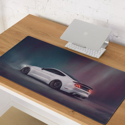 Ford Mustang Inspired Oxford White Stance Desk Pad – Extended Non-Slip PC Mouse Mat