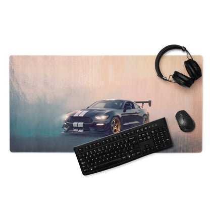 Ford Mustang Inspired Shadow Black Gold Rim Desk Mat – High-Precision XL Gaming Mousepad