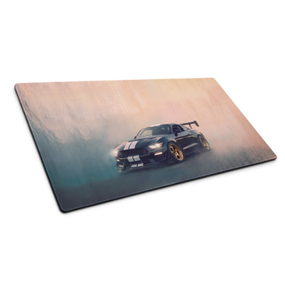Ford Mustang Inspired Shadow Black Gold Rim Desk Mat – High-Precision XL Gaming Mousepad