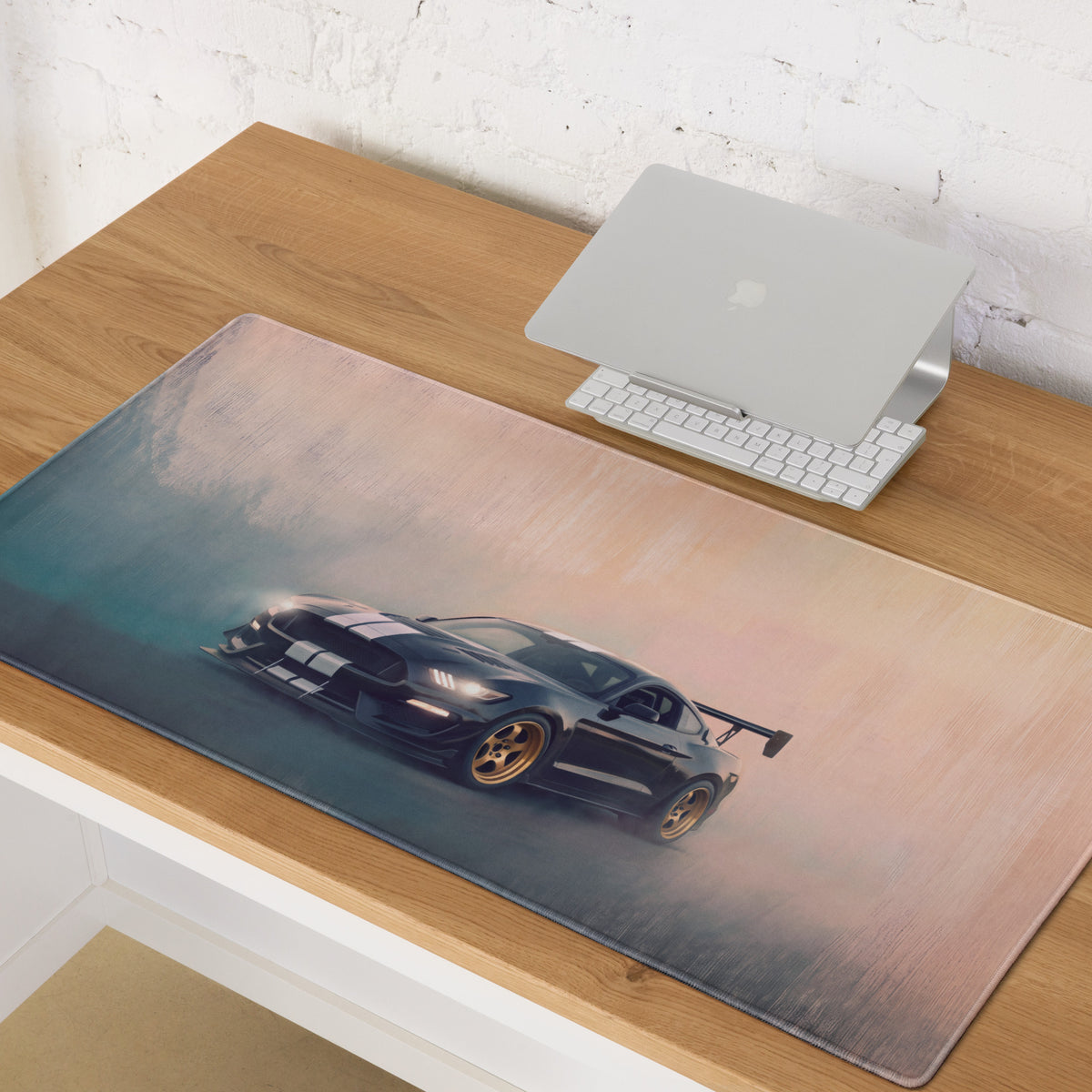 Ford Mustang Inspired Shadow Black Gold Rim Desk Mat – High-Precision XL Gaming Mousepad
