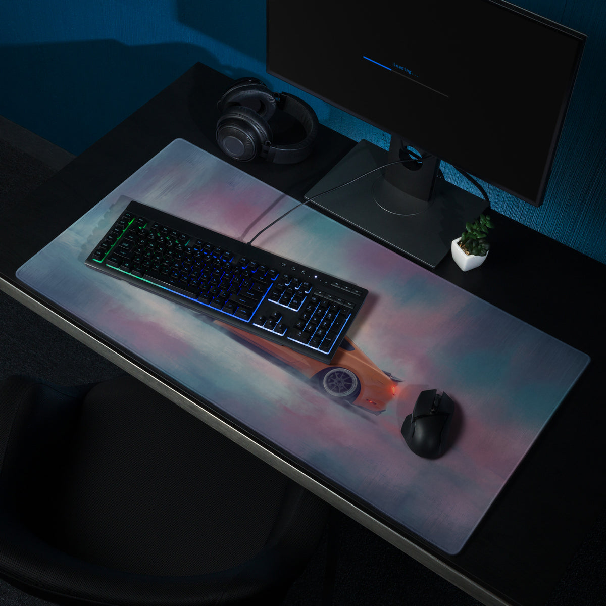 Ford Mustang Inspired Twister Orange Profile Desk Pad – Ultra-Glide Stitched Edge Gaming Mouse Mat