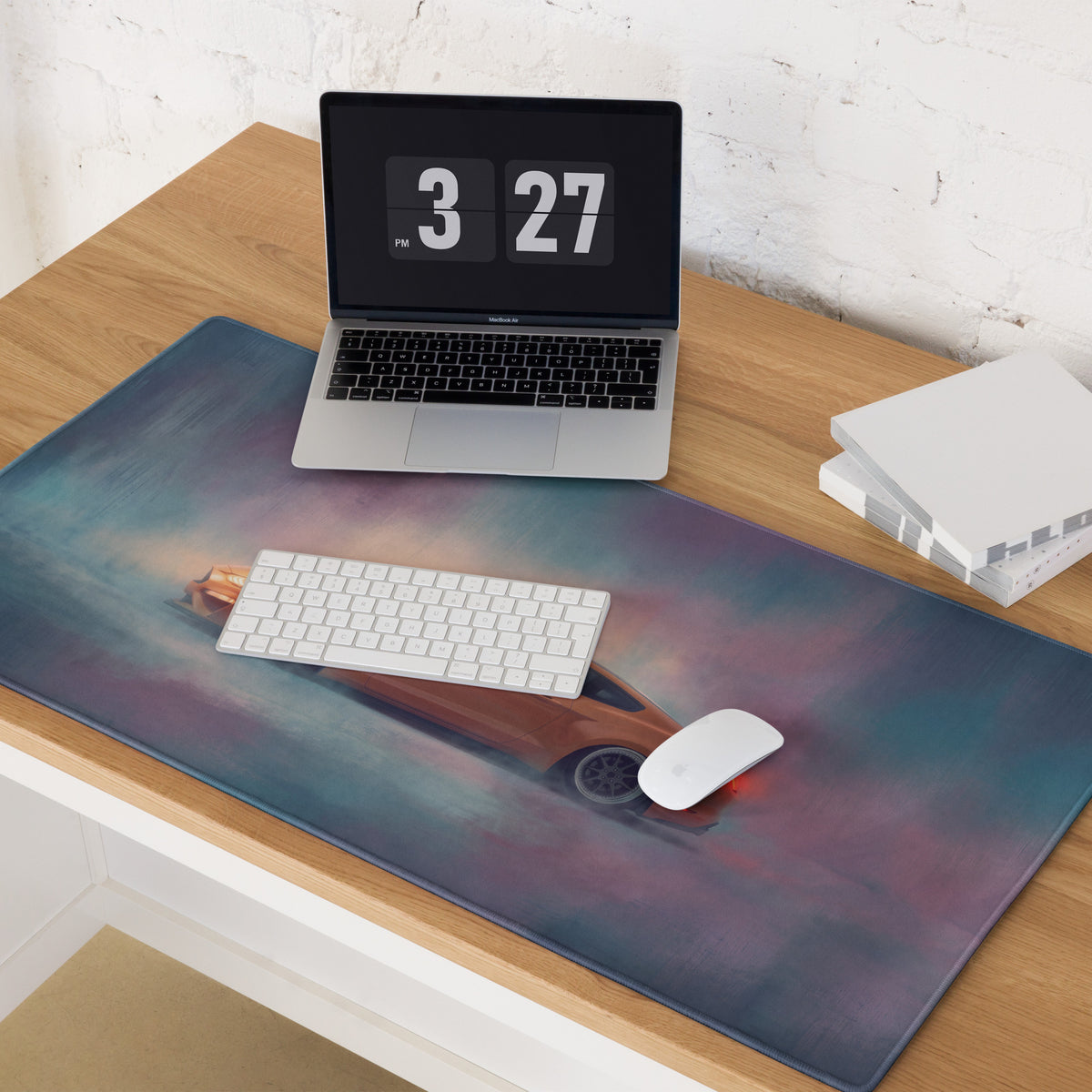 Ford Mustang Inspired Twister Orange Profile Desk Pad – Ultra-Glide Stitched Edge Gaming Mouse Mat