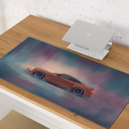 Ford Mustang Inspired Twister Orange Profile Desk Pad – Ultra-Glide Stitched Edge Gaming Mouse Mat