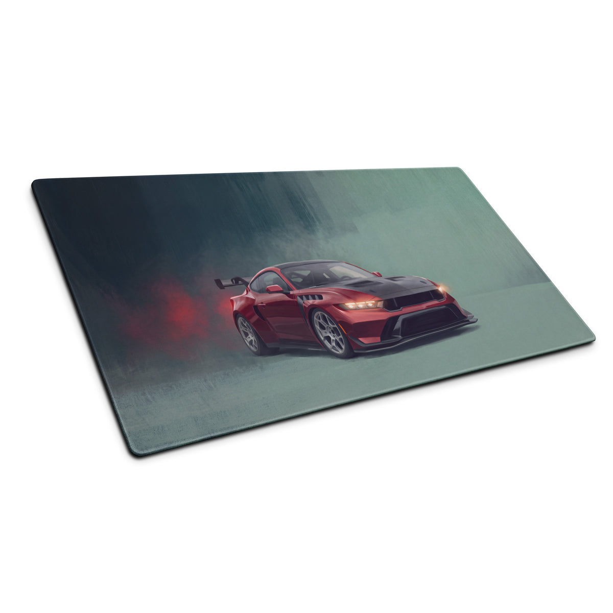 Ford Mustang Inspired Rapid Red GTD Carbon Desk Mat – Low-Friction Cloth Setup Mousepad