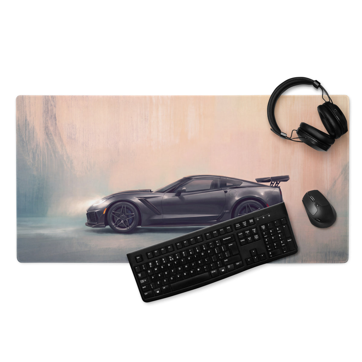 Chevrolet Corvette C7 Inspired Shadow Grey ZR1 Desk Pad – Extended Non-Slip PC Mouse Mat