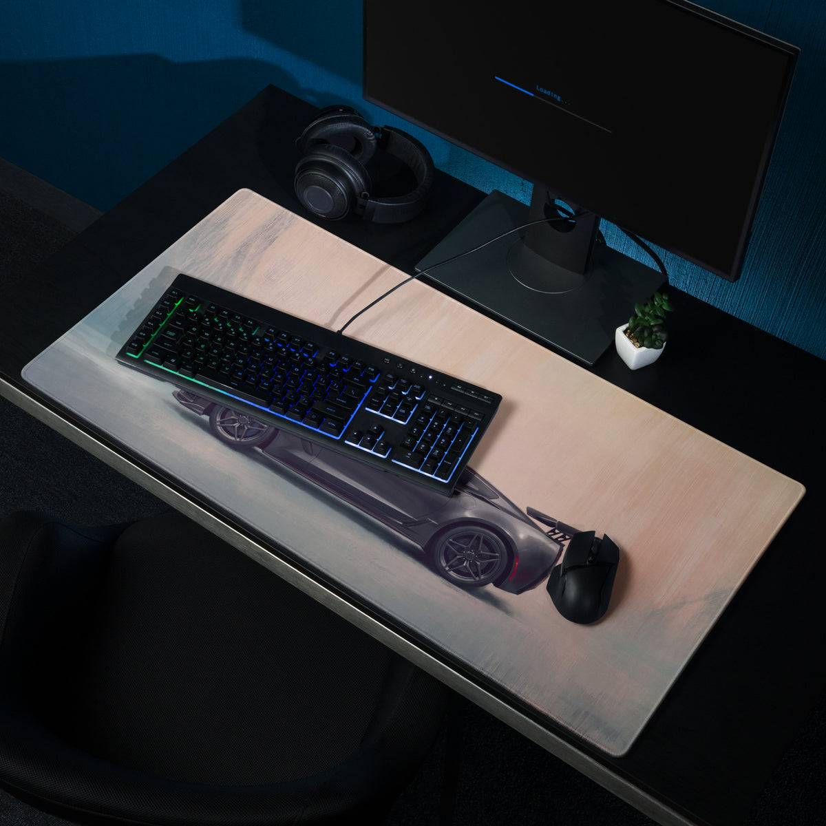 Chevrolet Corvette C7 Inspired Shadow Grey ZR1 Desk Pad – Extended Non-Slip PC Mouse Mat