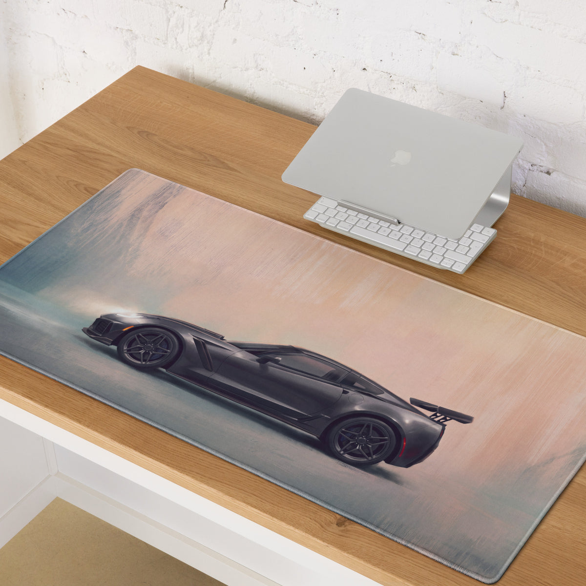 Chevrolet Corvette C7 Inspired Shadow Grey ZR1 Desk Pad – Extended Non-Slip PC Mouse Mat
