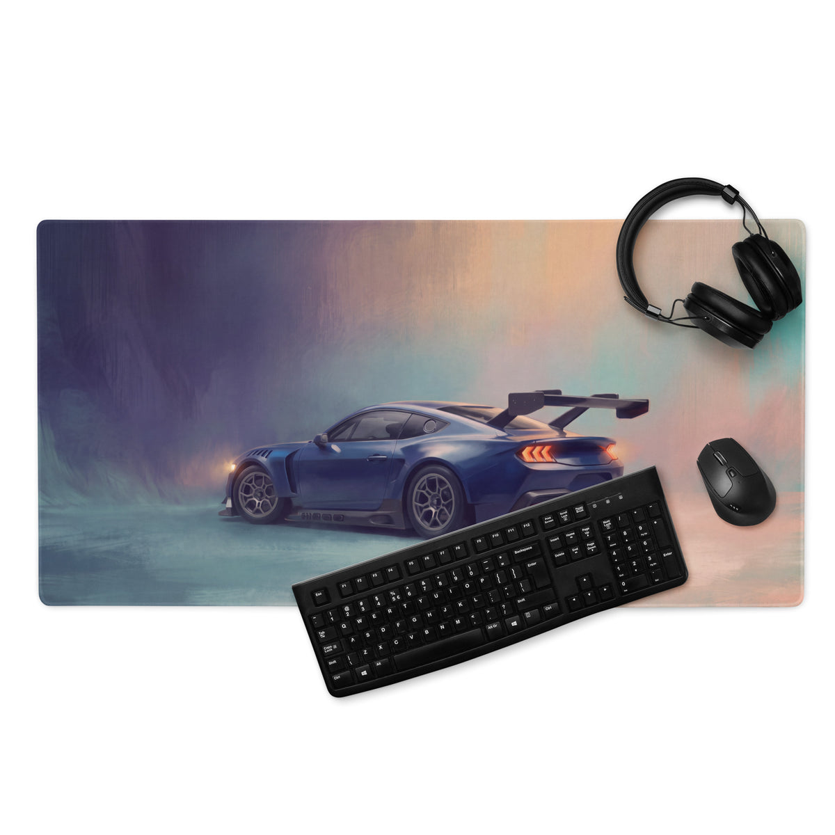 Ford Mustang Inspired Performance Blue GTD Wing Desk Mat – High-Precision XL Gaming Mousepad