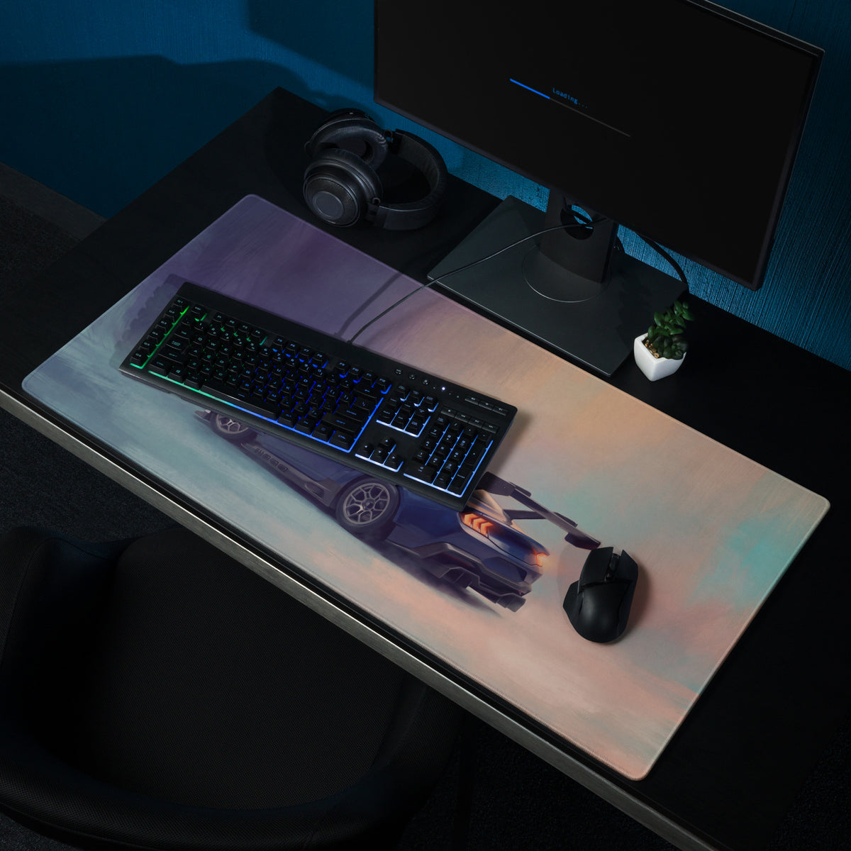 Ford Mustang Inspired Performance Blue GTD Wing Desk Mat – High-Precision XL Gaming Mousepad