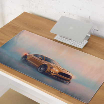 Ford Mustang Inspired Sunset Gold Widebody Desk Pad – Ultra-Glide Stitched Edge Gaming Mouse Mat