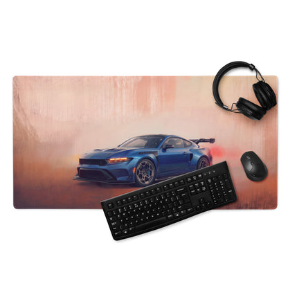 Ford Mustang Inspired Performance Blue GTD Apex Desk Mat – Low-Friction Cloth Setup Mousepad