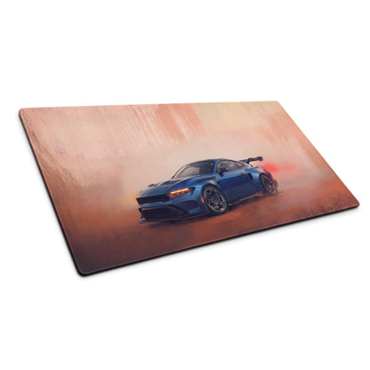 Ford Mustang Inspired Performance Blue GTD Apex Desk Mat – Low-Friction Cloth Setup Mousepad