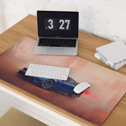 Ford Mustang Inspired Performance Blue GTD Apex Desk Mat – Low-Friction Cloth Setup Mousepad
