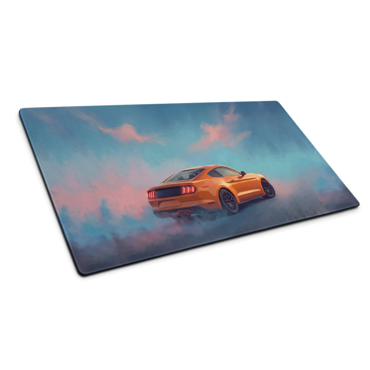 Ford Mustang Inspired Orange Fury Rear Desk Pad – Extended Non-Slip PC Mouse Mat