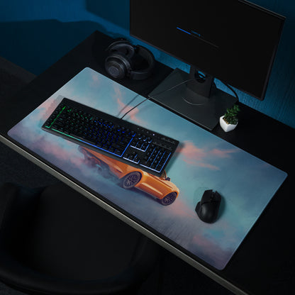Ford Mustang Inspired Orange Fury Rear Desk Pad – Extended Non-Slip PC Mouse Mat