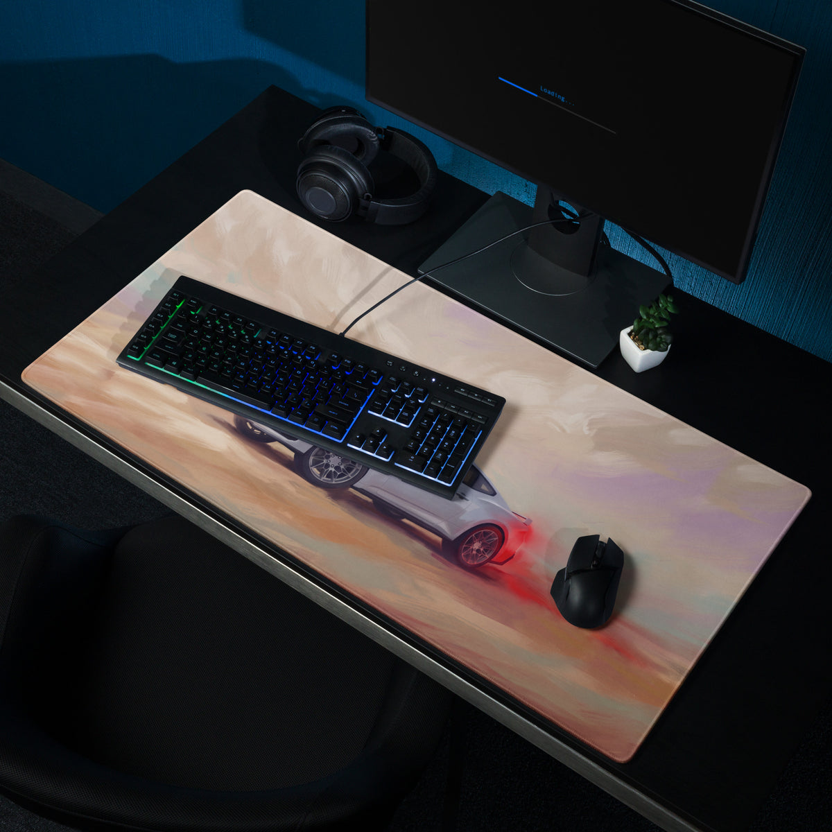 Ford Mustang Inspired Oxford White S650 Desk Pad – Ultra-Glide Stitched Edge Gaming Mouse Mat