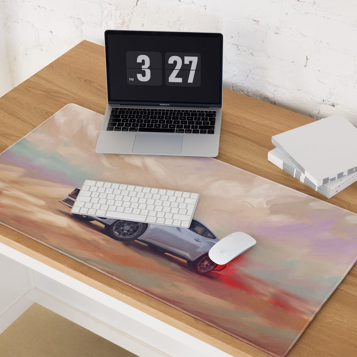 Ford Mustang Inspired Oxford White S650 Desk Pad – Ultra-Glide Stitched Edge Gaming Mouse Mat