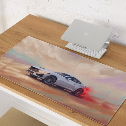 Ford Mustang Inspired Oxford White S650 Desk Pad – Ultra-Glide Stitched Edge Gaming Mouse Mat