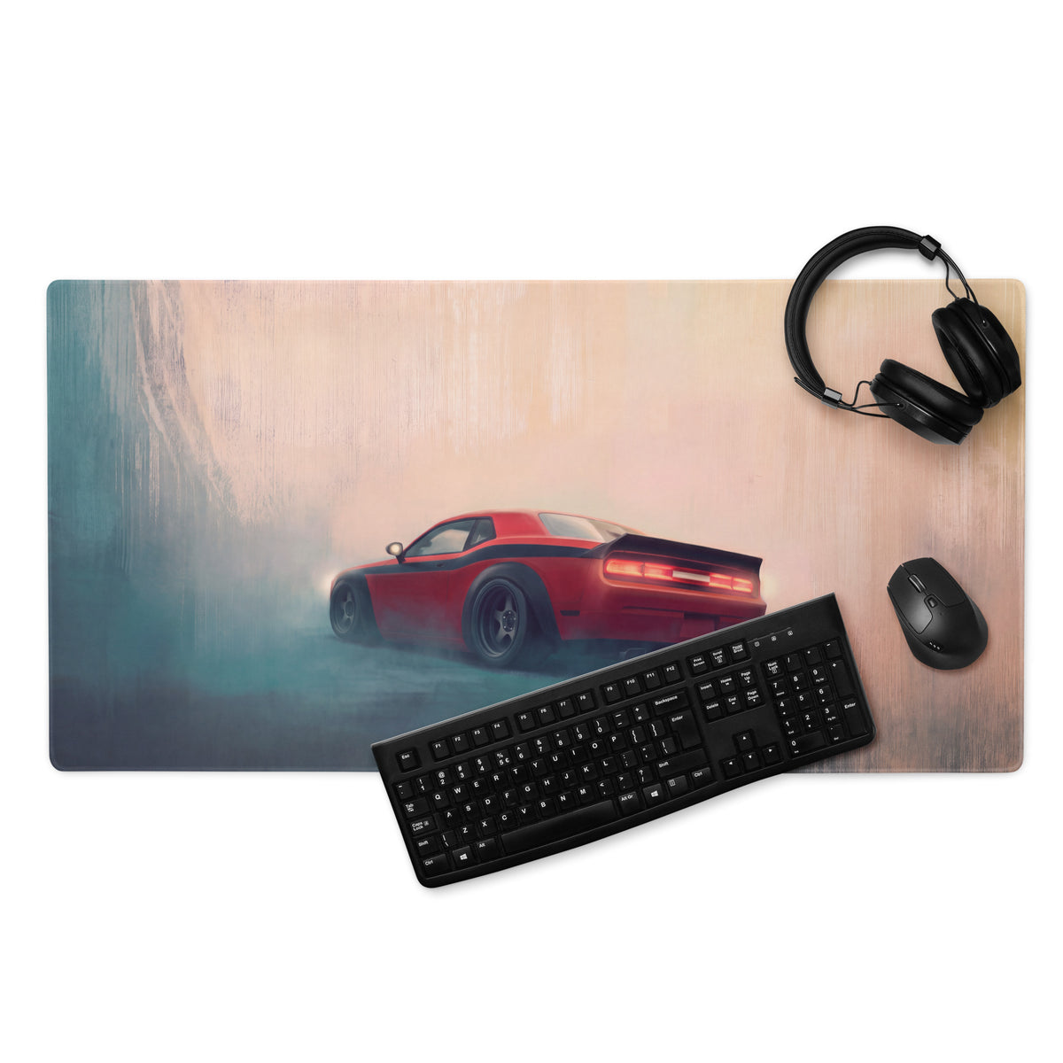 Dodge Challenger Inspired TorRed T/A Stripe Desk Mat – Low-Friction Cloth Setup Mousepad